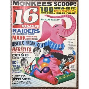 16 Magazine February 1967 Monkees Raiders Hermits DC5 Stones Kolor Pin-Up